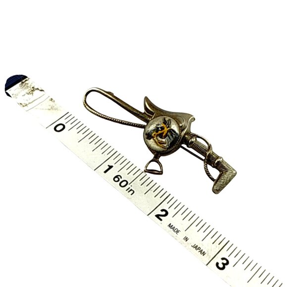 Vintage Reverse Painted Glass Cowboy Hat Pin Western Lapel Brooch - Picture 10 of 10